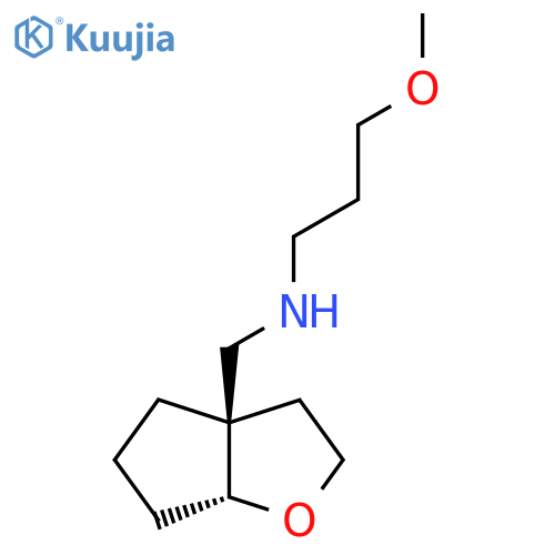 rac-{[(3aR,6aR)-hexahydro-2H-cyclopenta[b]furan-3a-yl]methyl}(3-methoxypropyl)amine structure