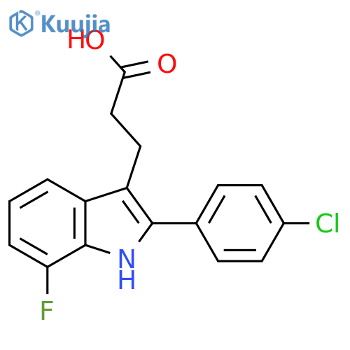 3-[2-(4-chlorophenyl)-7-fluoro-1H-indol-3-yl]propanoic acid structure