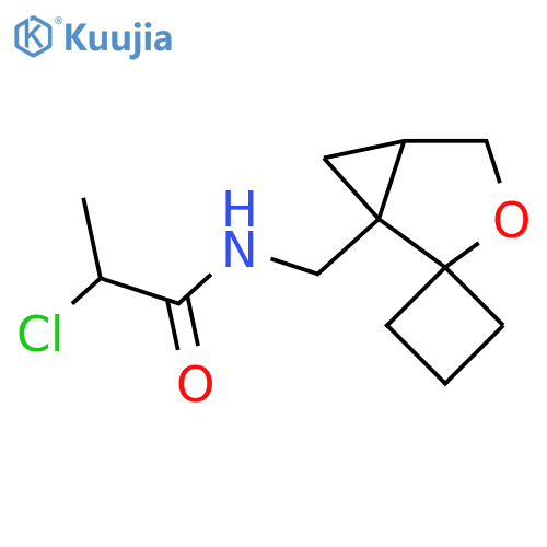 2-chloro-N-({3-oxaspiro[bicyclo[3.1.0]hexane-2,1'-cyclobutane]-1-yl}methyl)propanamide structure