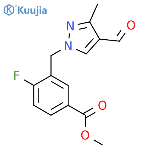 methyl 4-fluoro-3-[(4-formyl-3-methyl-1H-pyrazol-1-yl)methyl]benzoate structure