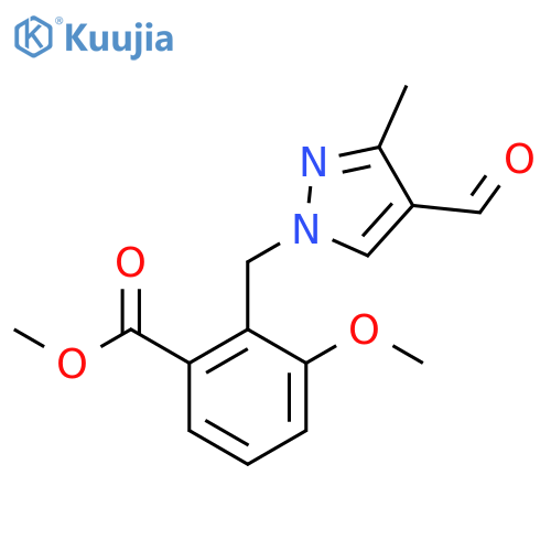 methyl 2-[(4-formyl-3-methyl-1H-pyrazol-1-yl)methyl]-3-methoxybenzoate structure