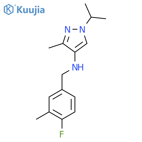 N-(4-fluoro-3-methylphenyl)methyl-3-methyl-1-(propan-2-yl)-1H-pyrazol-4-amine structure