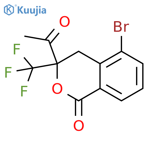 1H-2-Benzopyran-1-one, 3-acetyl-5-bromo-3,4-dihydro-3-(trifluoromethyl)- structure