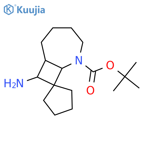 Tert-butyl 9-amino-6-azaspiro[bicyclo[5.2.0]nonane-8,1'-cyclopentane]-6-carboxylate structure