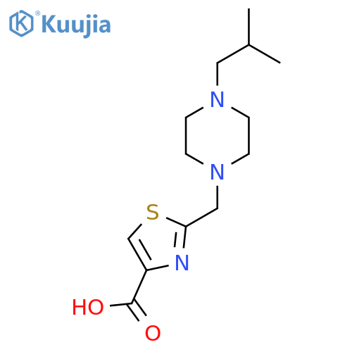 2-{[4-(2-Methylpropyl)piperazin-1-yl]methyl}-1,3-thiazole-4-carboxylic acid structure
