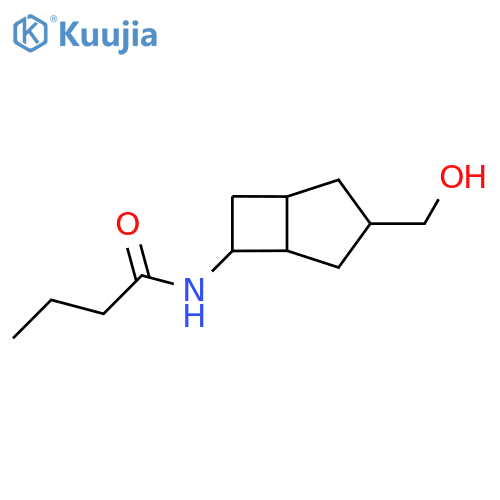 N-[3-(hydroxymethyl)bicyclo[3.2.0]heptan-6-yl]butanamide structure