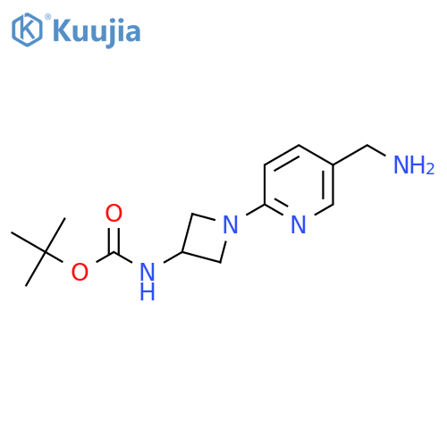 tert-butyl N-{1-[5-(aminomethyl)pyridin-2-yl]azetidin-3-yl}carbamate structure