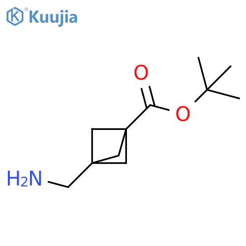Bicyclo[1.1.1]pentane-1-carboxylic acid, 3-(aminomethyl)-, 1,1-dimethylethyl ester structure