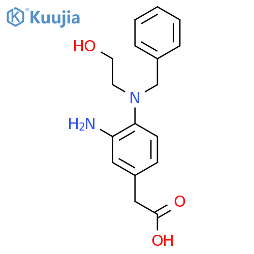 2-{3-Amino-4-[benzyl(2-hydroxyethyl)amino]phenyl}acetic acid structure