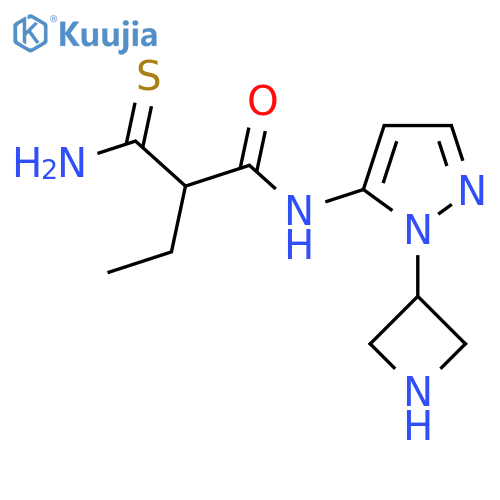 N-1-(azetidin-3-yl)-1H-pyrazol-5-yl-2-carbamothioylbutanamide structure