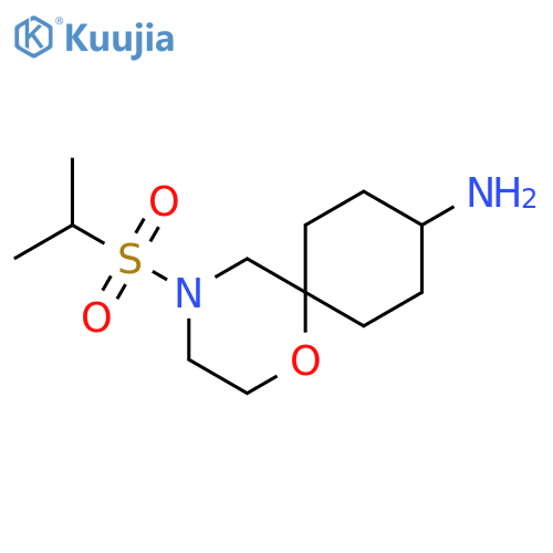 1-Oxa-4-azaspiro[5.5]undecan-9-amine, 4-[(1-methylethyl)sulfonyl]- structure