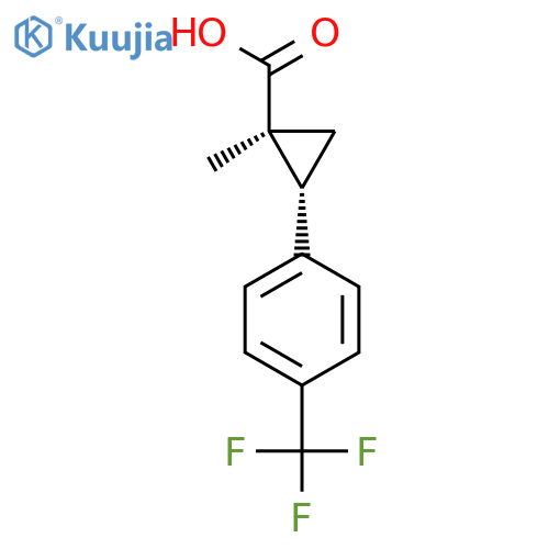 rac-(1R,2S)-1-methyl-2-[4-(trifluoromethyl)phenyl]cyclopropane-1-carboxylic acid structure