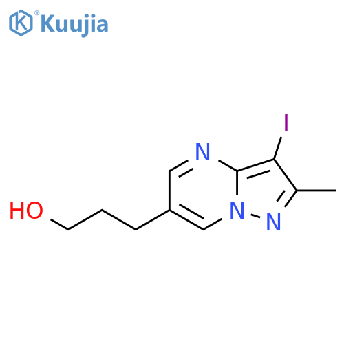 3-{3-iodo-2-methylpyrazolo1,5-apyrimidin-6-yl}propan-1-ol structure
