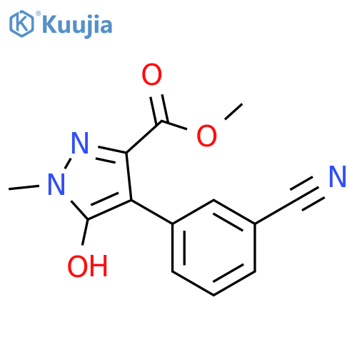 1H-Pyrazole-3-carboxylic acid, 4-(3-cyanophenyl)-5-hydroxy-1-methyl-, methyl ester structure