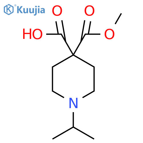 4-(methoxycarbonyl)-1-(propan-2-yl)piperidine-4-carboxylic acid structure