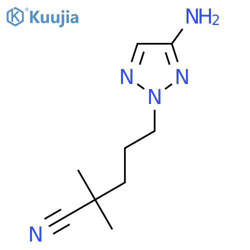 5-(4-amino-2H-1,2,3-triazol-2-yl)-2,2-dimethylpentanenitrile structure