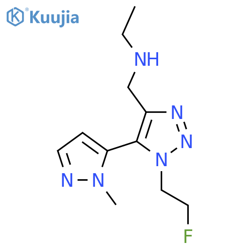 ethyl({1-(2-fluoroethyl)-5-(1-methyl-1H-pyrazol-5-yl)-1H-1,2,3-triazol-4-ylmethyl})amine structure