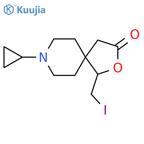 8-cyclopropyl-1-(iodomethyl)-2-oxa-8-azaspiro4.5decan-3-one structure