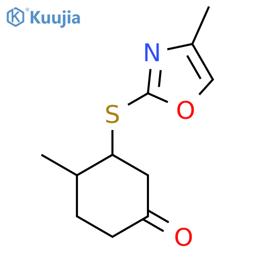 4-Methyl-3-[(4-methyl-1,3-oxazol-2-yl)sulfanyl]cyclohexan-1-one structure