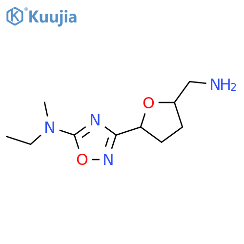 3-[5-(aminomethyl)oxolan-2-yl]-N-ethyl-N-methyl-1,2,4-oxadiazol-5-amine structure