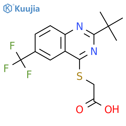 2-{[2-Tert-butyl-6-(trifluoromethyl)quinazolin-4-yl]sulfanyl}acetic acid structure