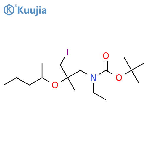 tert-butyl N-ethyl-N-3-iodo-2-methyl-2-(pentan-2-yloxy)propylcarbamate structure