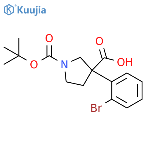 3-(2-bromophenyl)-1-(tert-butoxy)carbonylpyrrolidine-3-carboxylic acid structure