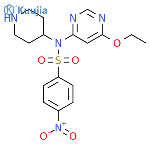N-(6-ethoxypyrimidin-4-yl)-4-nitro-N-(piperidin-4-yl)benzene-1-sulfonamide structure
