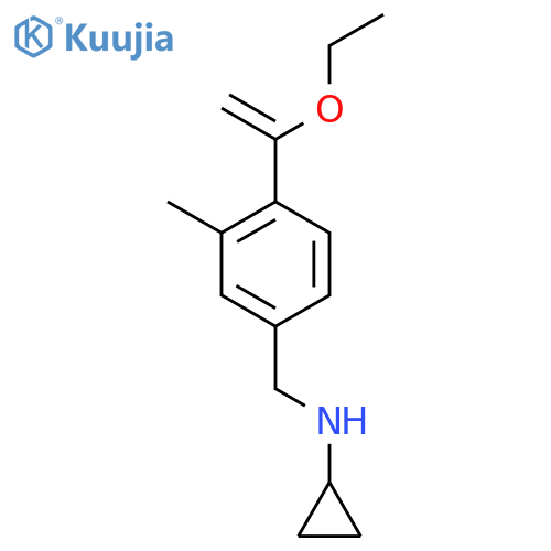 N-{[4-(1-ethoxyethenyl)-3-methylphenyl]methyl}cyclopropanamine structure