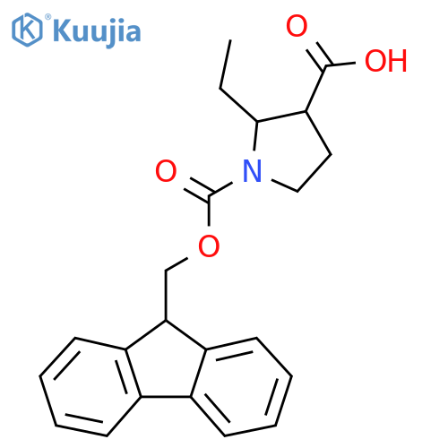 2-ethyl-1-{[(9H-fluoren-9-yl)methoxy]carbonyl}pyrrolidine-3-carboxylic acid structure