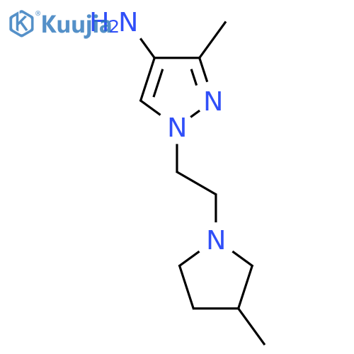 3-methyl-1-2-(3-methylpyrrolidin-1-yl)ethyl-1H-pyrazol-4-amine structure