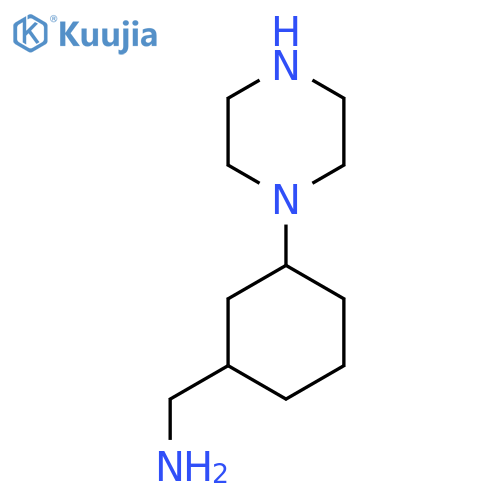 [3-(Piperazin-1-yl)cyclohexyl]methanamine structure