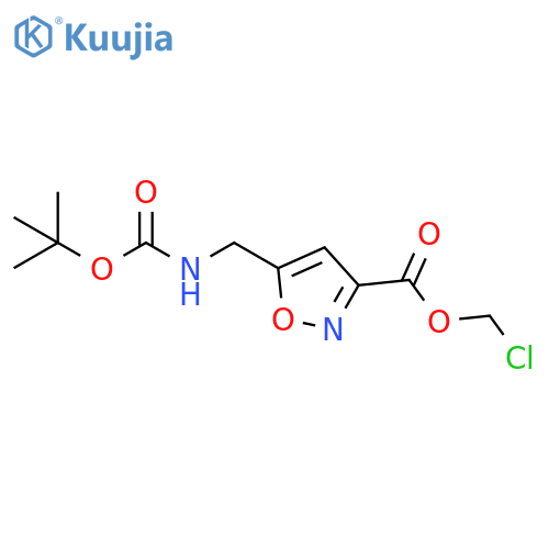 3-Isoxazolecarboxylic acid, 5-[[[(1,1-dimethylethoxy)carbonyl]amino]methyl]-, chloromethyl ester structure
