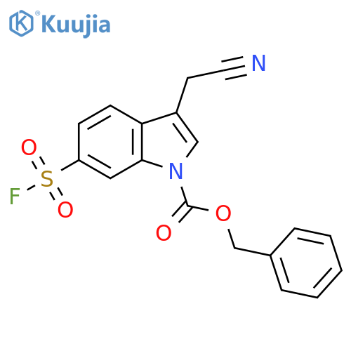 benzyl 3-(cyanomethyl)-6-(fluorosulfonyl)-1H-indole-1-carboxylate structure