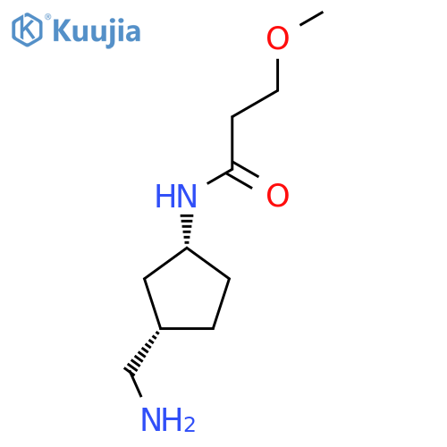 rac-N-[(1R,3S)-3-(aminomethyl)cyclopentyl]-3-methoxypropanamide structure