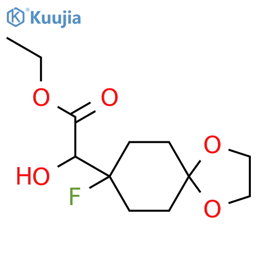 Ethyl 2-{8-fluoro-1,4-dioxaspiro[4.5]decan-8-yl}-2-hydroxyacetate structure