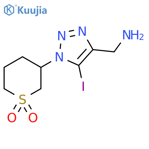 3-[4-(aminomethyl)-5-iodo-1H-1,2,3-triazol-1-yl]-1lambda6-thiane-1,1-dione structure