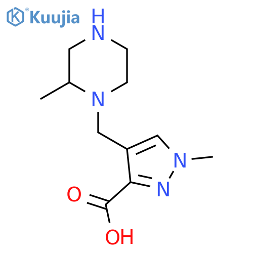 1-methyl-4-[(2-methylpiperazin-1-yl)methyl]-1H-pyrazole-3-carboxylic acid structure