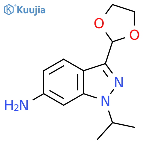 1H-Indazol-6-amine, 3-(1,3-dioxolan-2-yl)-1-(1-methylethyl)- structure
