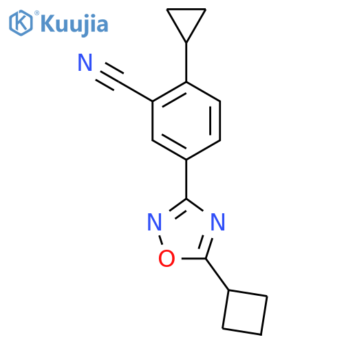 5-(5-Cyclobutyl-1,2,4-oxadiazol-3-yl)-2-cyclopropylbenzonitrile structure
