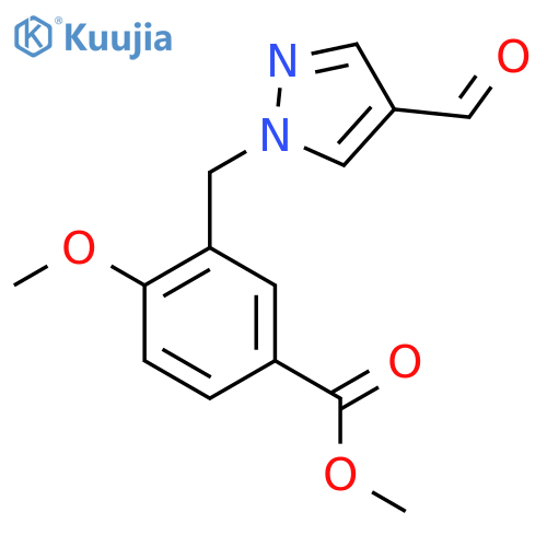 methyl 3-[(4-formyl-1H-pyrazol-1-yl)methyl]-4-methoxybenzoate structure