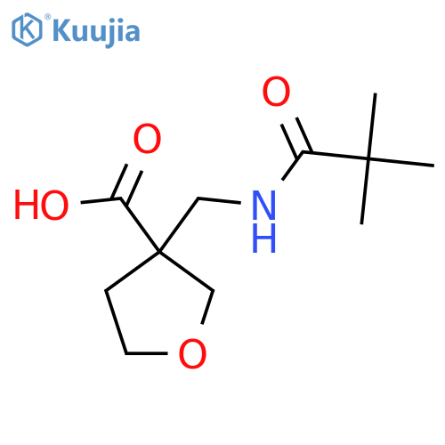 3-[(2,2-Dimethylpropanamido)methyl]oxolane-3-carboxylic acid structure