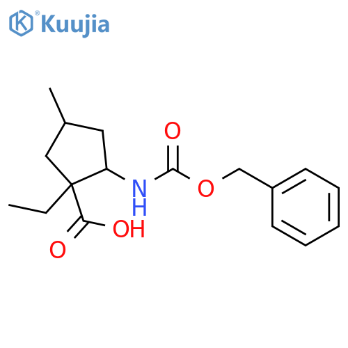 Cyclopentanecarboxylic acid, 1-ethyl-4-methyl-2-[[(phenylmethoxy)carbonyl]amino]- structure