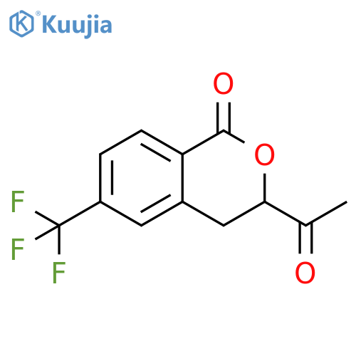 1H-2-Benzopyran-1-one, 3-acetyl-3,4-dihydro-6-(trifluoromethyl)- structure