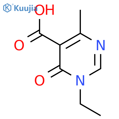 1-ethyl-4-methyl-6-oxo-1,6-dihydropyrimidine-5-carboxylic acid structure