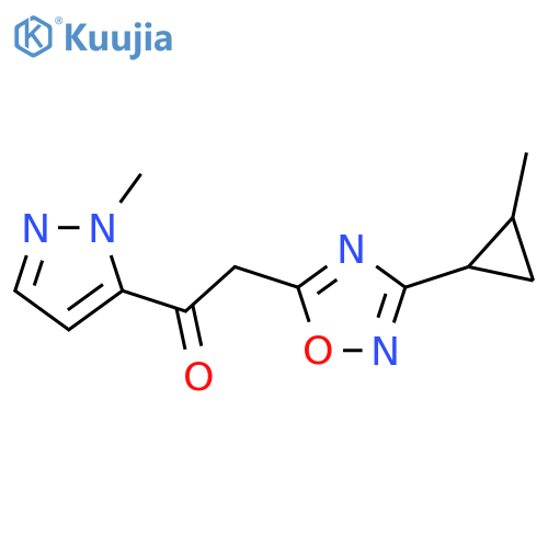 1-(1-methyl-1H-pyrazol-5-yl)-2-3-(2-methylcyclopropyl)-1,2,4-oxadiazol-5-ylethan-1-one structure