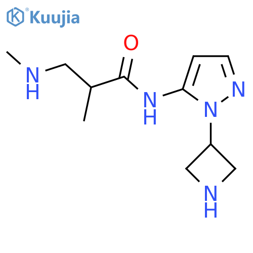 N-1-(azetidin-3-yl)-1H-pyrazol-5-yl-2-methyl-3-(methylamino)propanamide structure