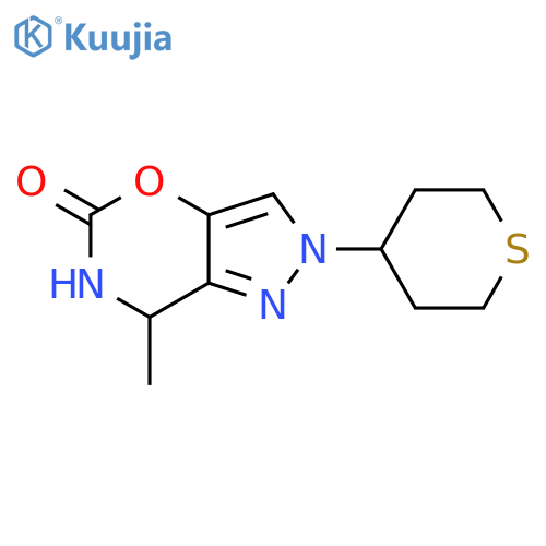 7-methyl-2-(thian-4-yl)-2H,5H,6H,7H-pyrazolo[3,4-e][1,3]oxazin-5-one structure