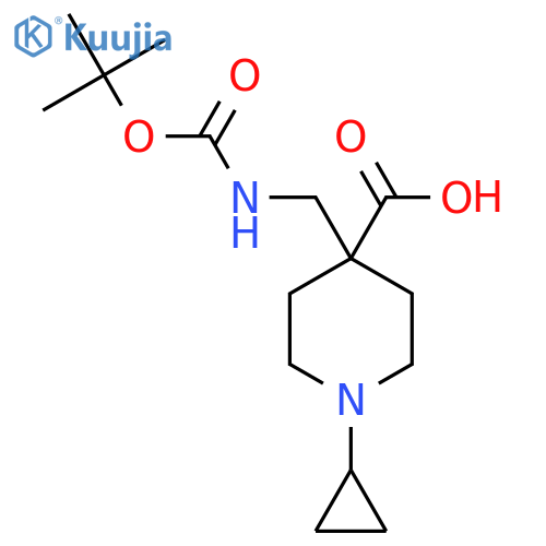 4-({(tert-butoxy)carbonylamino}methyl)-1-cyclopropylpiperidine-4-carboxylic acid structure