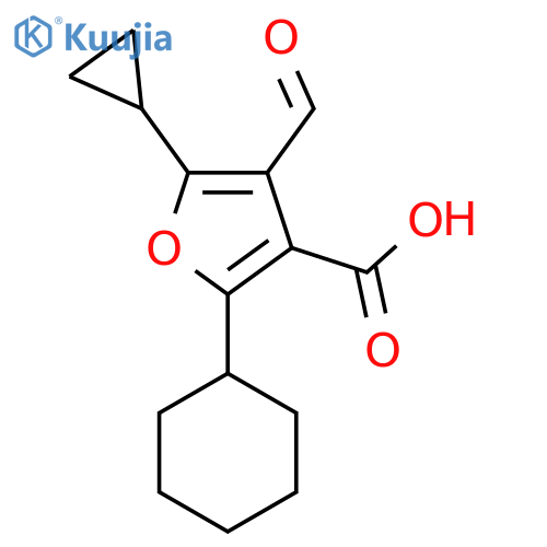 2-Cyclohexyl-5-cyclopropyl-4-formylfuran-3-carboxylic acid structure